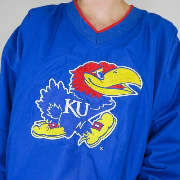 Campus Specialties Embroidered KU Jayhawks Pullover Windbreaker - Picture 4 of 6